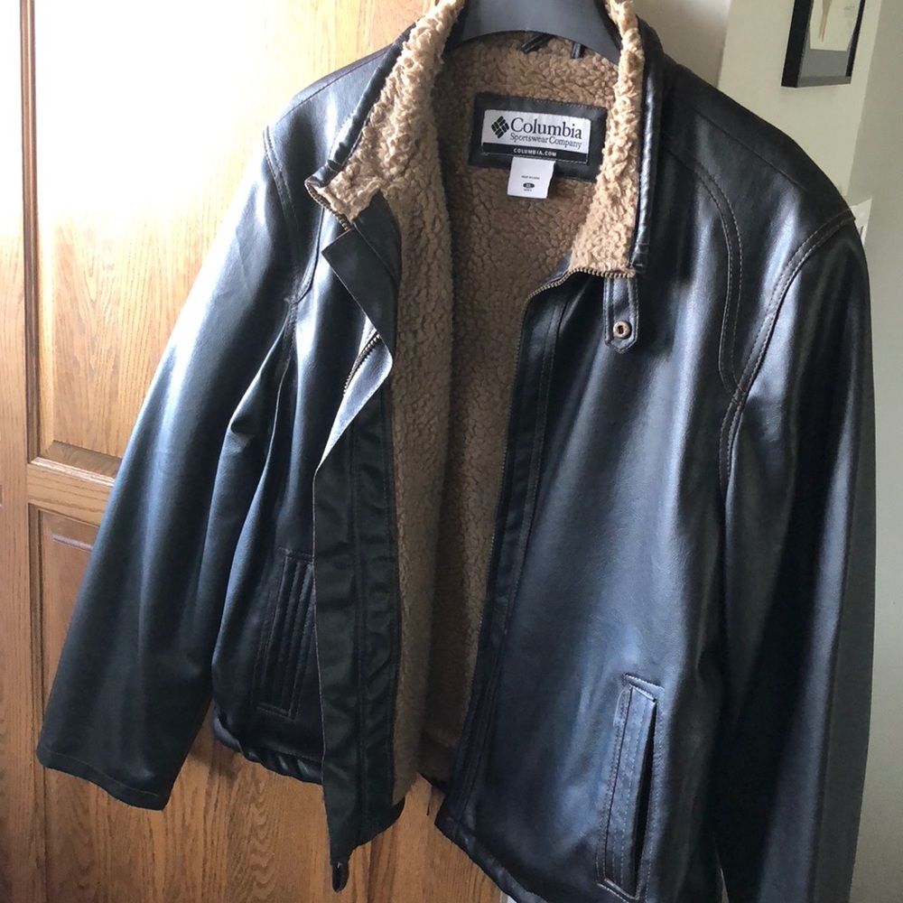 Colombia Chocolate brown faux leather jacket.